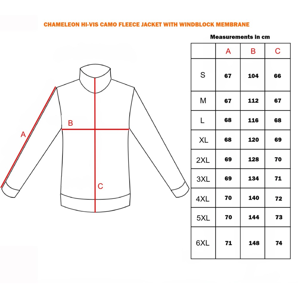 CHAMELEON HI-VIS 360 CAMO FLEECE  JACKET WITH WINDBLOCK MEMBRANE