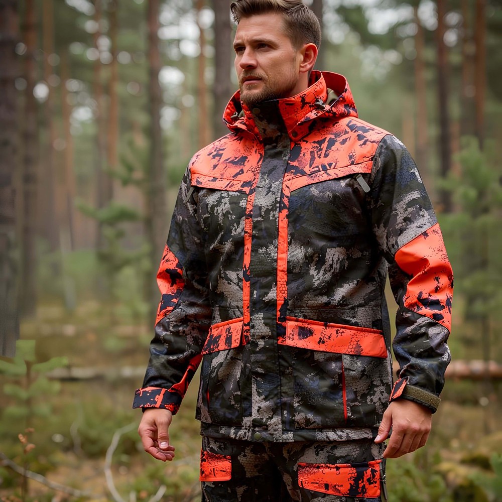 CHAMELEON CAMO HI-VIS HYBRID WATERPROOF HUNTING JACKET CHAMELEON CAMO HI-VIS HYBRID WATERPROOF HUNTING JACKET
