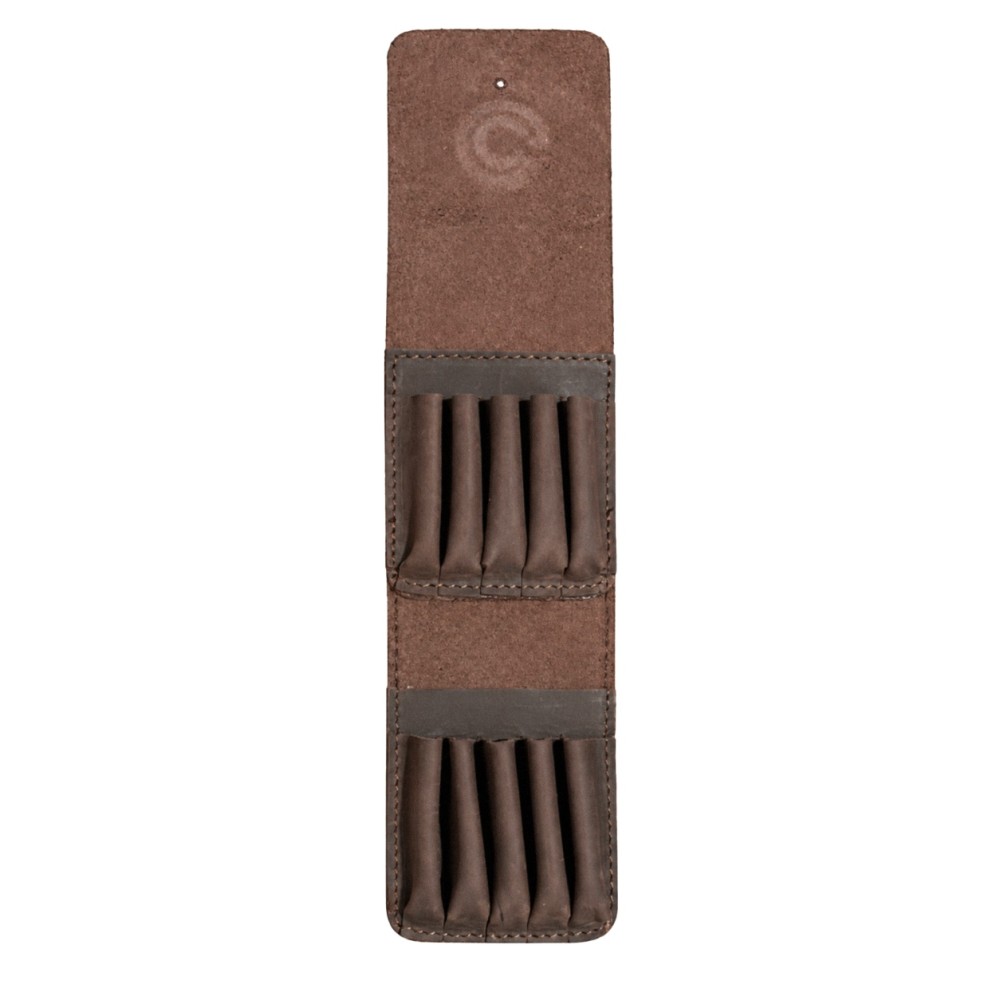 LEATHER CARTRIDGE POUCH FOR 10 RIFLE CARTRIDGES BROWN