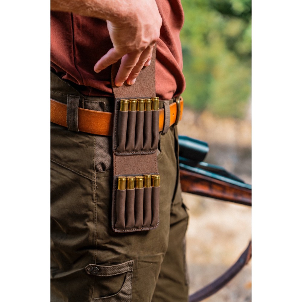 LEATHER CARTRIDGE POUCH FOR 10 RIFLE CARTRIDGES BLACK