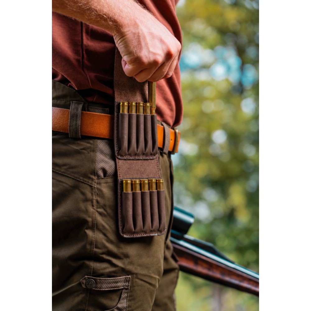 LEATHER CARTRIDGE POUCH FOR 10 RIFLE CARTRIDGES BLACK