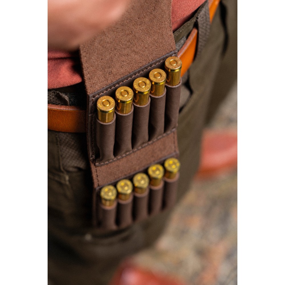 LEATHER CARTRIDGE POUCH FOR 10 RIFLE CARTRIDGES BLACK