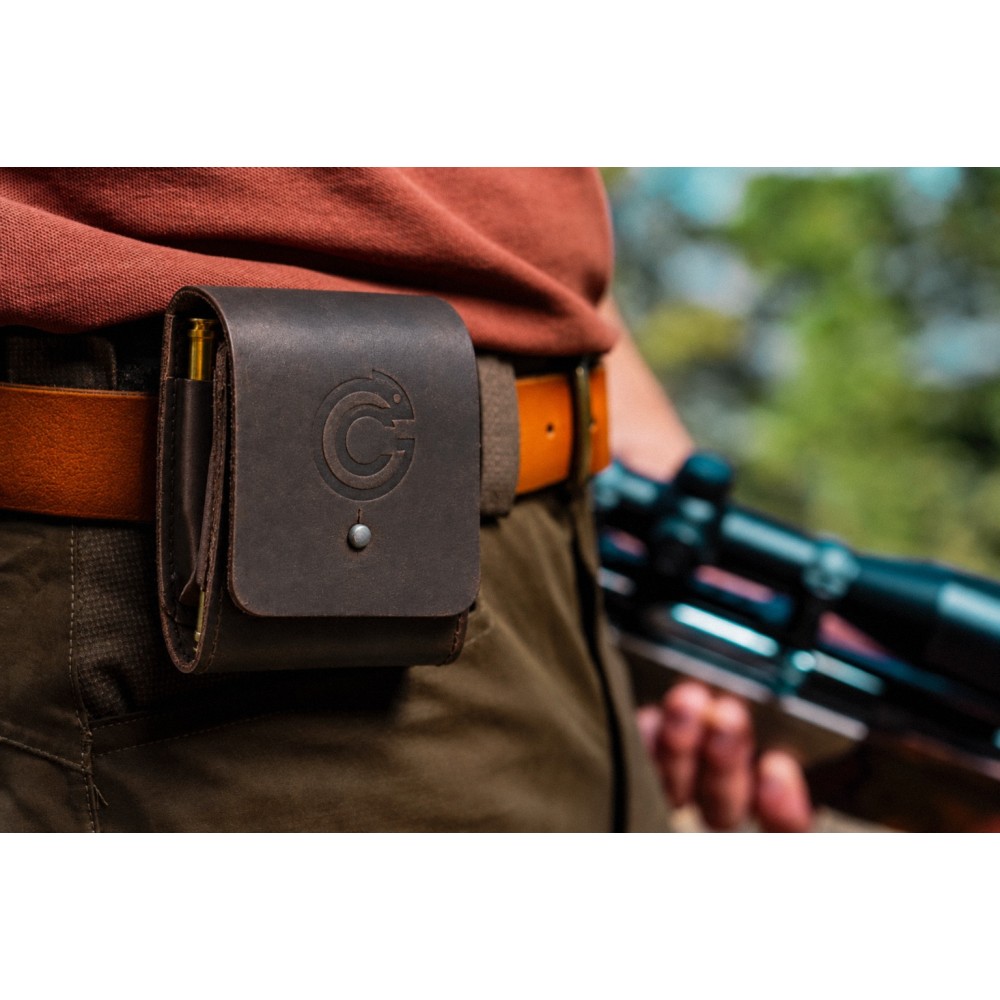 LEATHER CARTRIDGE POUCH FOR 10 RIFLE CARTRIDGES BLACK