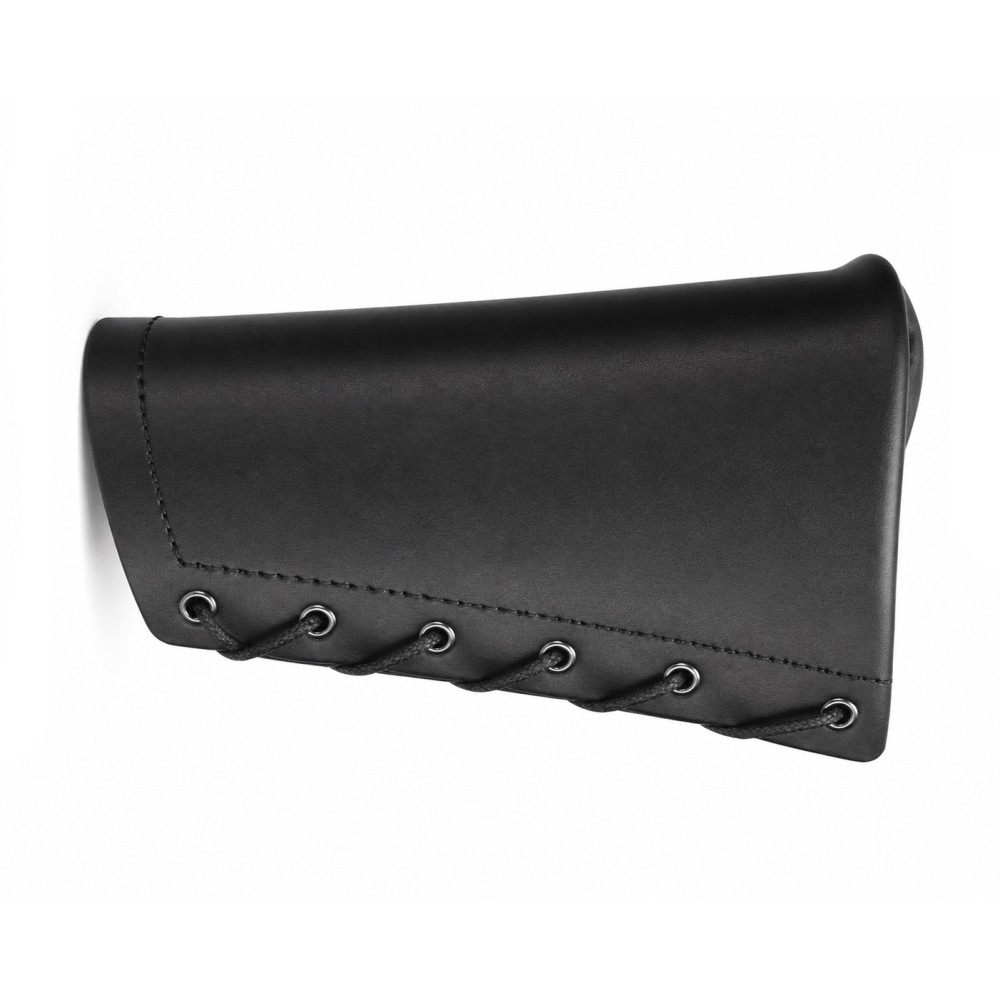 LEATHER BUTTSTOCK COVER WITH 5-SHELL HOLDER, 20 GAUGE – BLACK