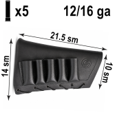LEATHER BUTTSTOCK COVER WITH 5-SHELL HOLDER, 12/16 GAUGE – BLACK