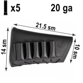LEATHER BUTTSTOCK COVER WITH 5-SHELL HOLDER, 20 GAUGE – BLACK
