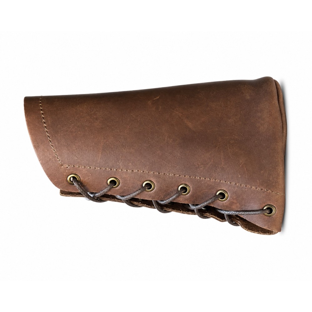 LEATHER BUTTSTOCK COVER WITH 5-SHELL HOLDER, 20 GAUGE – BROWN