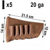LEATHER BUTTSTOCK COVER WITH 5-SHELL HOLDER, 20 GAUGE – BROWN