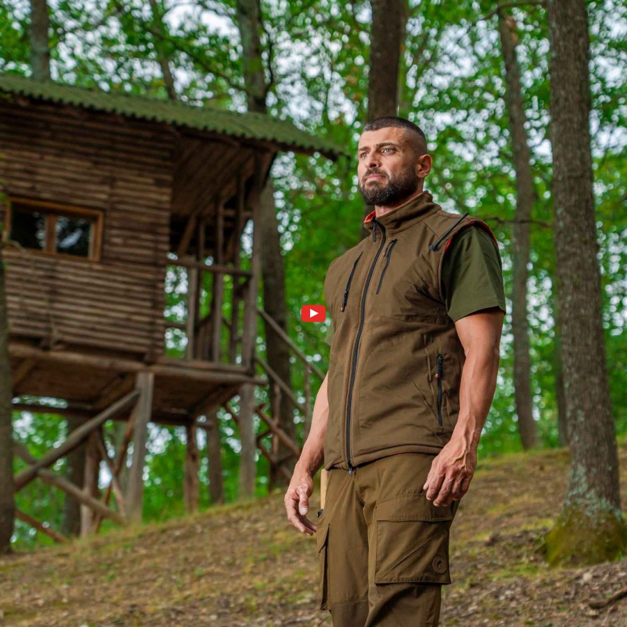 DAMARAN OLIVE REVERSIBLE FLEECE VEST WITH WINDBLOCK MEMBRANE