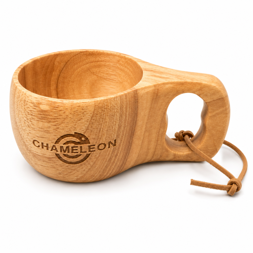 ECO WOODEN CUP MADE OF RUBBER WOOD 250 ML FOR HUNTING, CAMPING AND HIKING