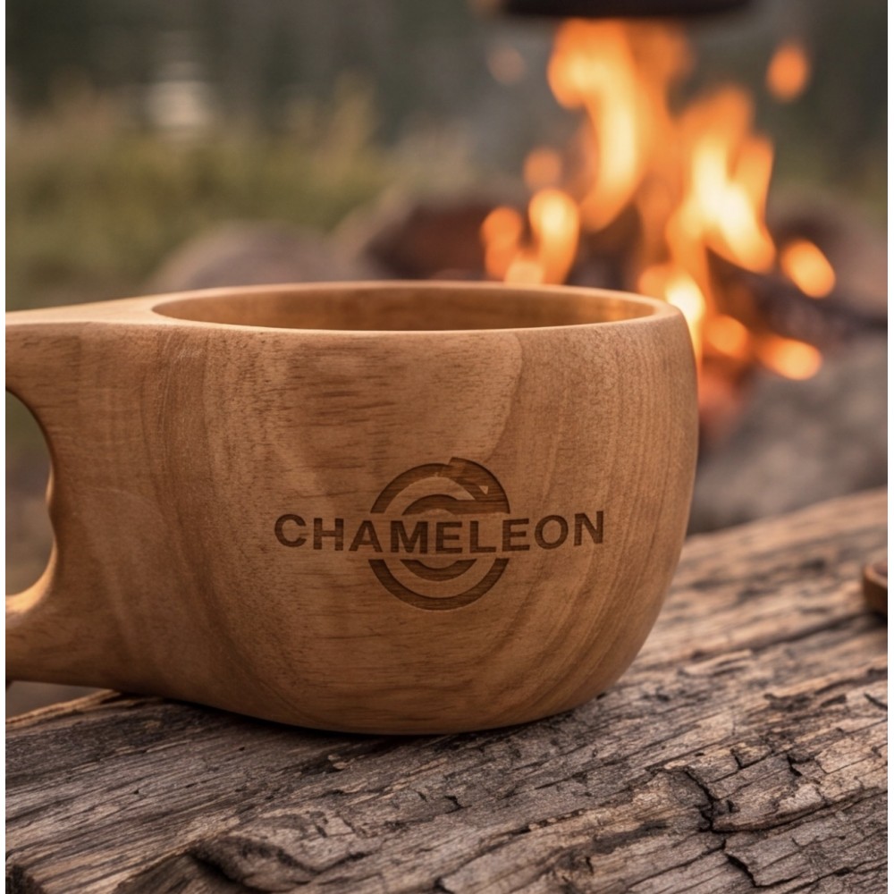 ECO WOODEN CUP MADE OF RUBBER WOOD 250 ML FOR HUNTING, CAMPING AND HIKING