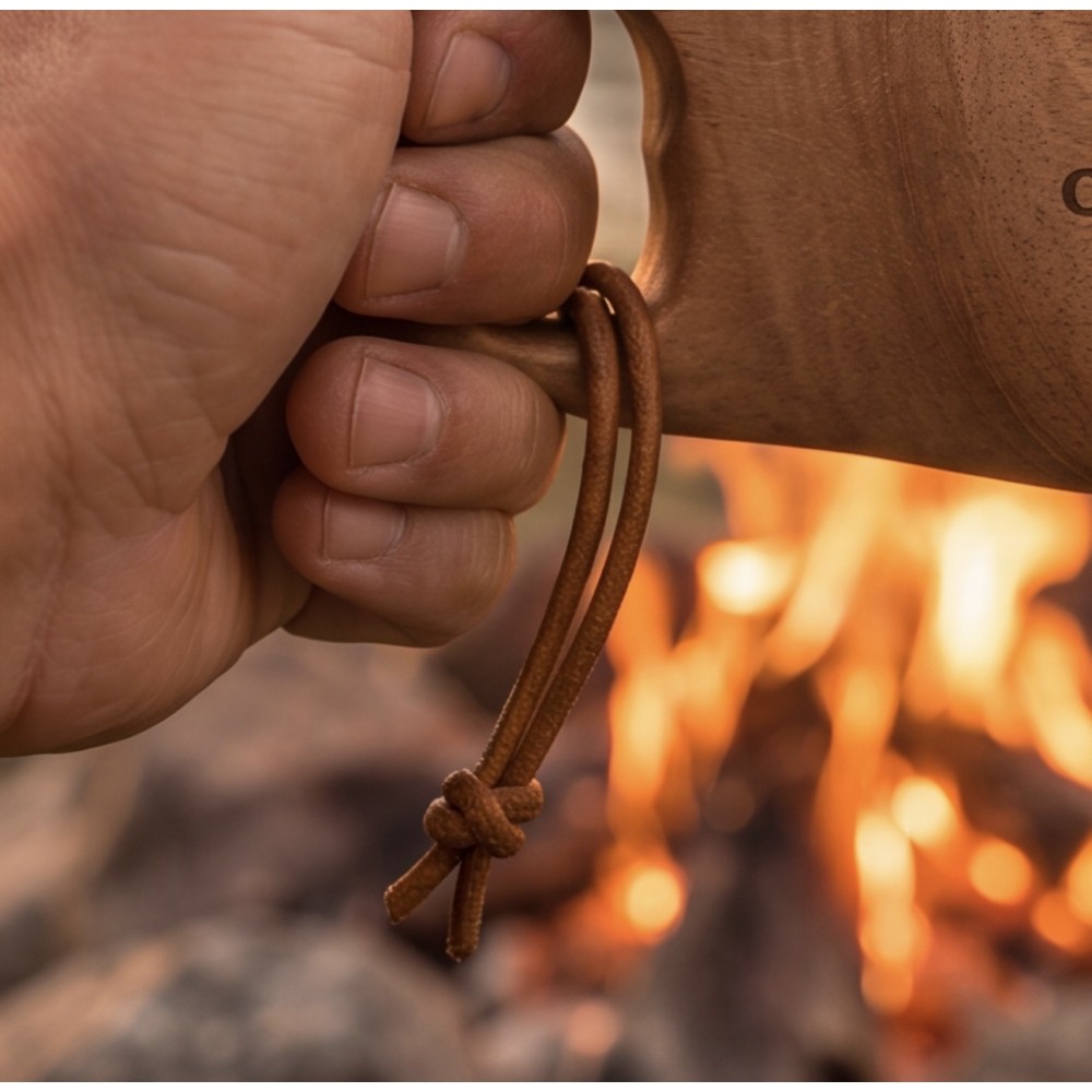 ECO WOODEN CUP MADE OF RUBBER WOOD 250 ML FOR HUNTING, CAMPING AND HIKING